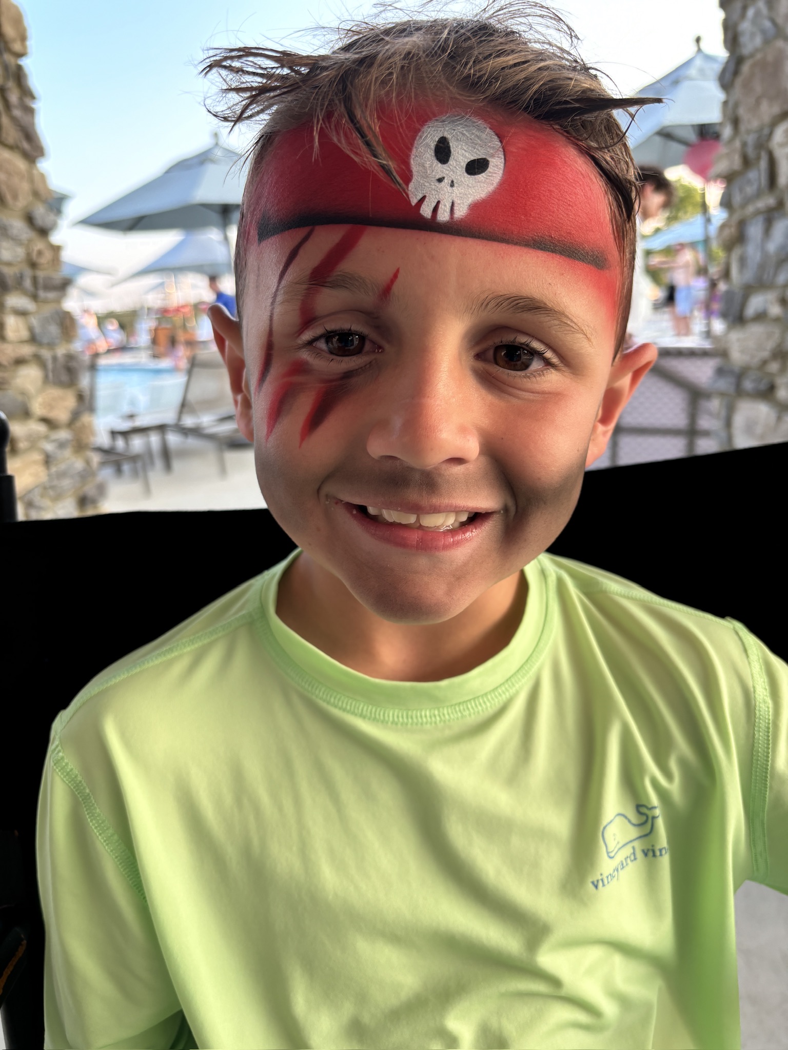 A pirate airbrush face paint at the pool