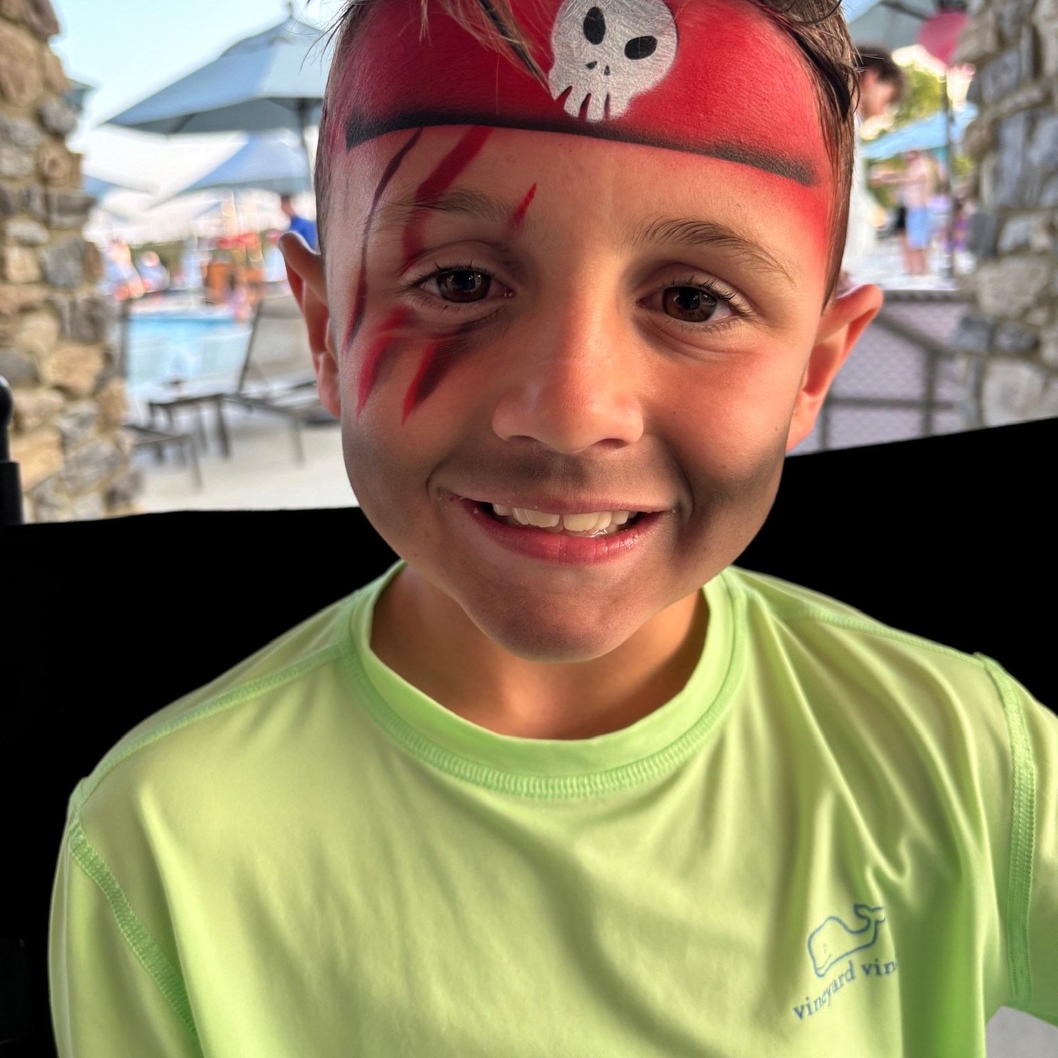 A pirate airbrush face paint at the pool